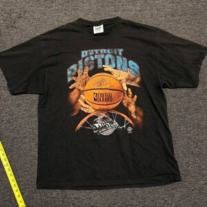 Vintage Detroit Pistons  Black T-Shirt Adult XXL 90s Nutmeg Mills NBA Finals